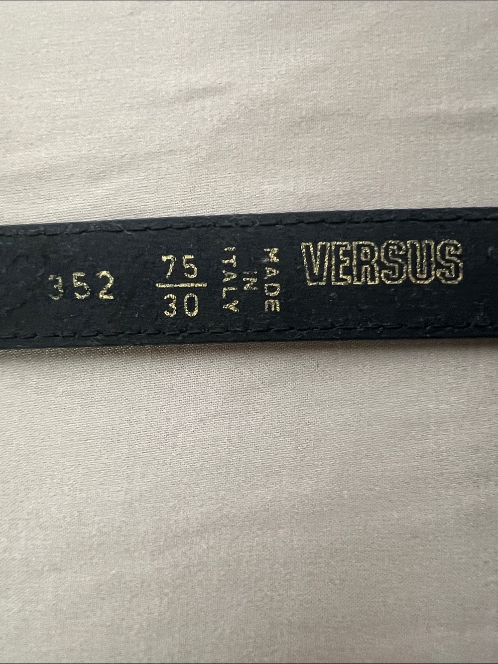 Versus By Versace Black Leather Belt with Gold-Tone Logo Buckle and Crystals - Picture 5 of 13